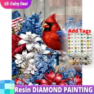 Resin AB Fairy Dust Diamond Mosaic Bird Animal Cross Stitch Kits Art Painting Flower Pattern For Adults Beginners DIY Home Decor